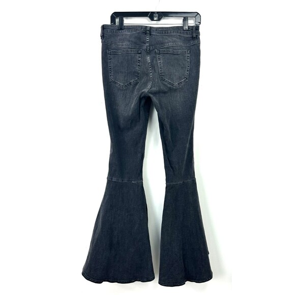 Free People Womens Black Ruffle Denim Flare Bell Bottom Jeans Size 29 1192R2 - Picture 5 of 12